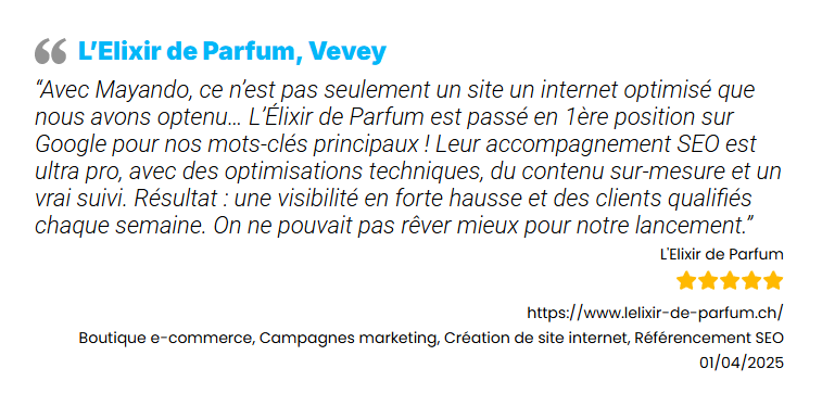 Avis client sur la création de leur site internet