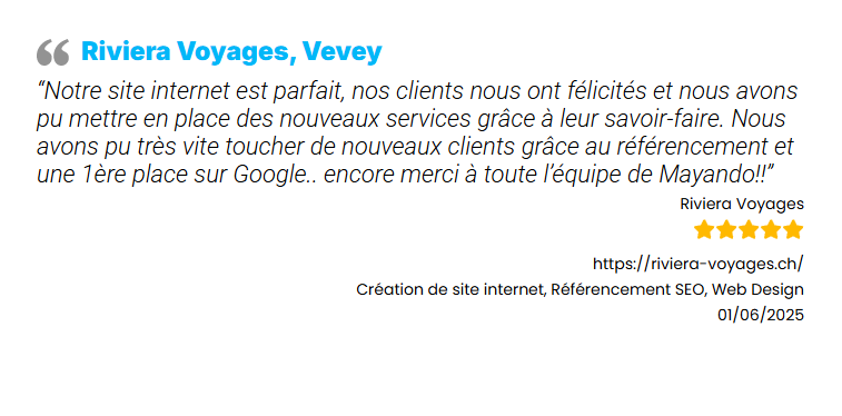 Avis client sur la création de leur site internet
