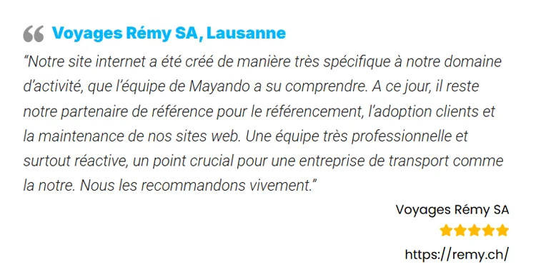 avis client de l'autocariste Voyages Rémy à Lausanne