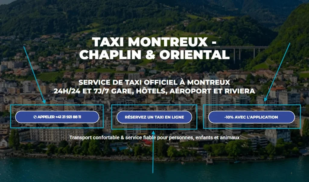 Exemple de landing page optimisée avec boutons CTA pour campagne Google Ad